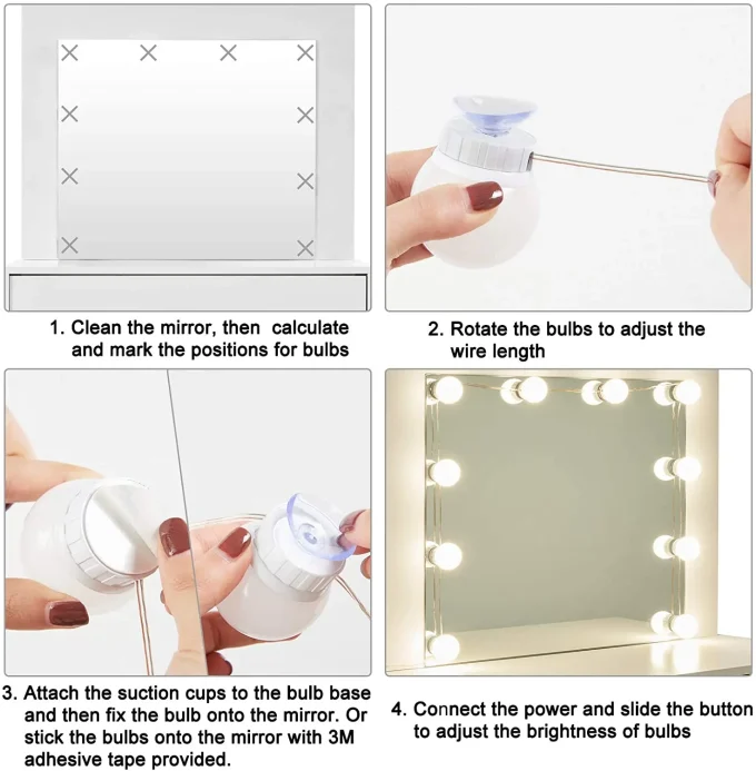 Makeup table with large mirror