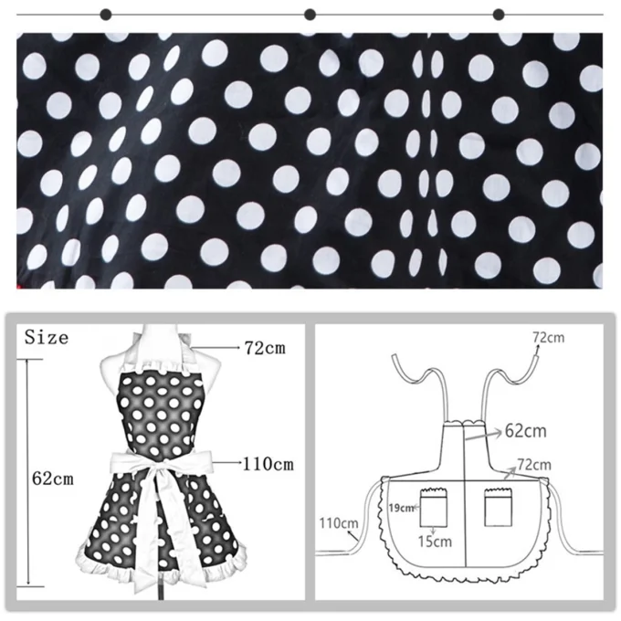 Red Polka dot womens cooking apron