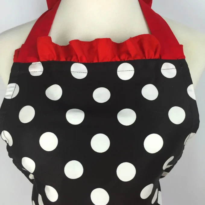 Red Polka dot womens cooking apron